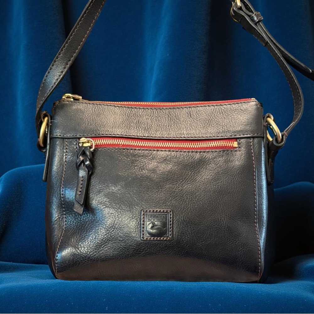 Dooney & Bourke Black Crossbody Bag with Red Accents